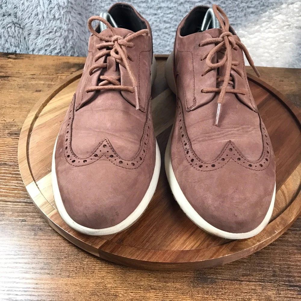 Cole Haan Grand Troy Wingtip Oxford Mens 11M Pavement Brown Suede Derby Shoes‎